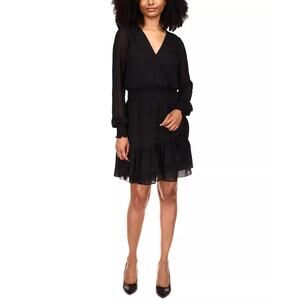 Michael Kors Ruffled Faux-Wrap Dress Black - XL